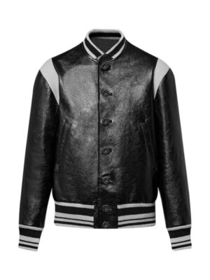 Men's Black And White Fashion Leather Jacket