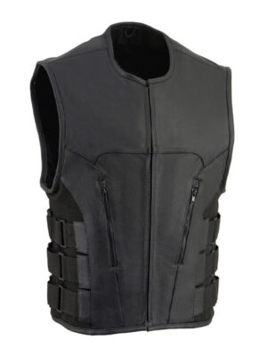 mens-black-cowhide-leather-motor-biker-vest-2