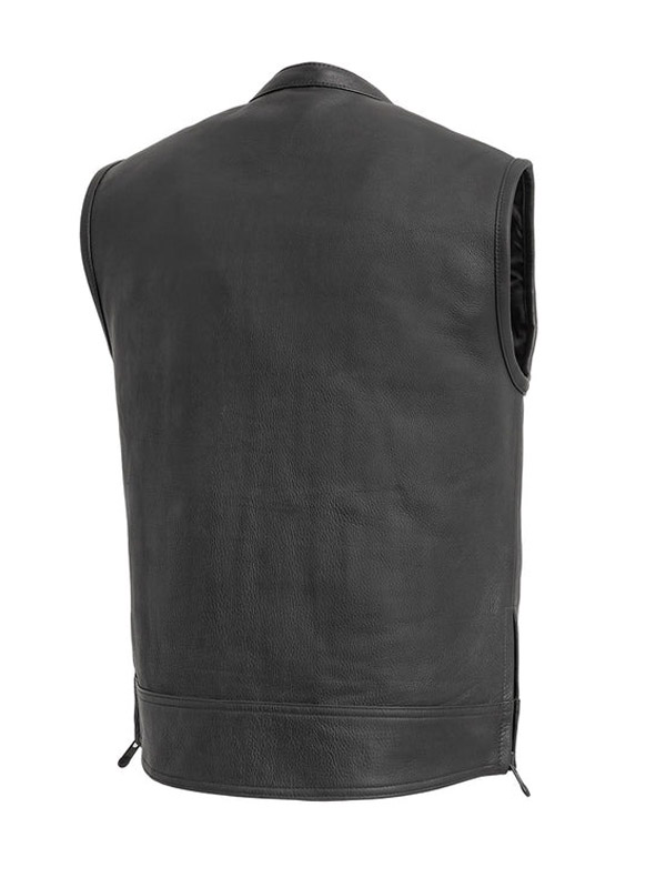 Men’s Black Cowhide Zipper Style Leather Vest