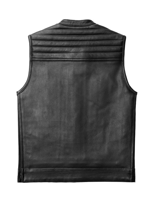 Men's Black Quilted Style Biker Club Leather Vest