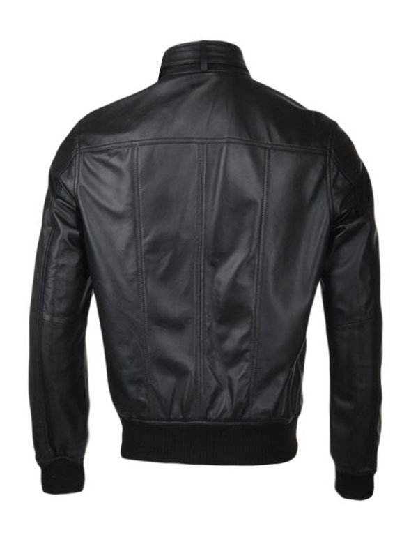 Men’s Classic Bomber Black Lambskin Leather Jacket