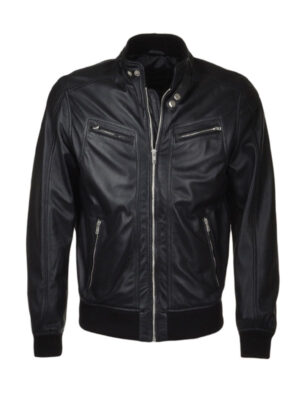 Men’s Classic Bomber Black Lambskin Leather Jacket