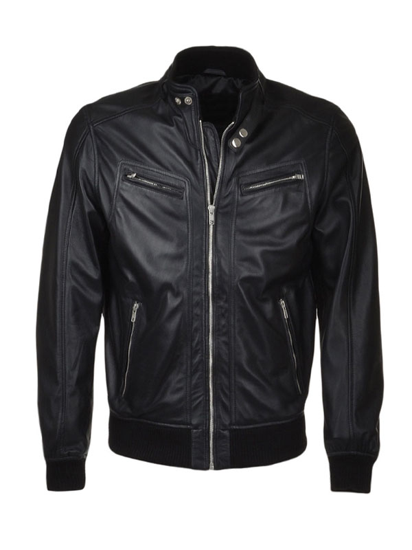 Men’s Classic Bomber Black Lambskin Leather Jacket