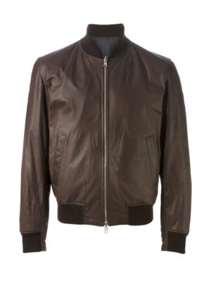 Men’s Classic Bomber Dark Brown Leather Jacket