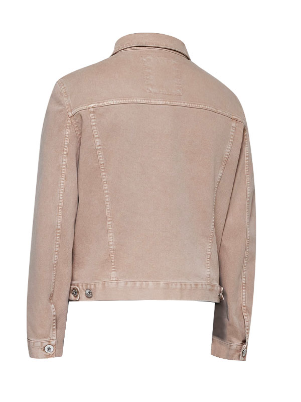 Men's Classic Shirt Collar Style Beige Denim Jacket