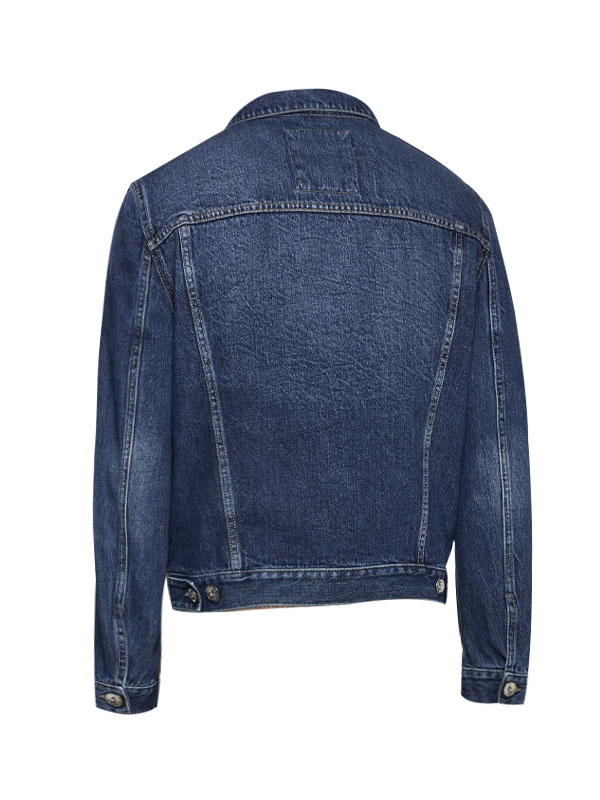 Men's Classic Trucker Style Distressed Blue Denim Jacket