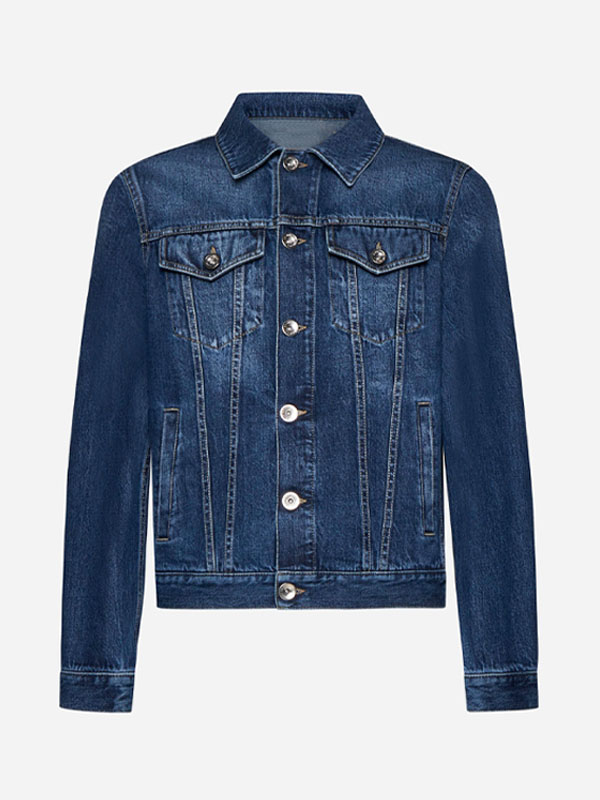 Men's Classic Trucker Style Distressed Blue Denim Jacket