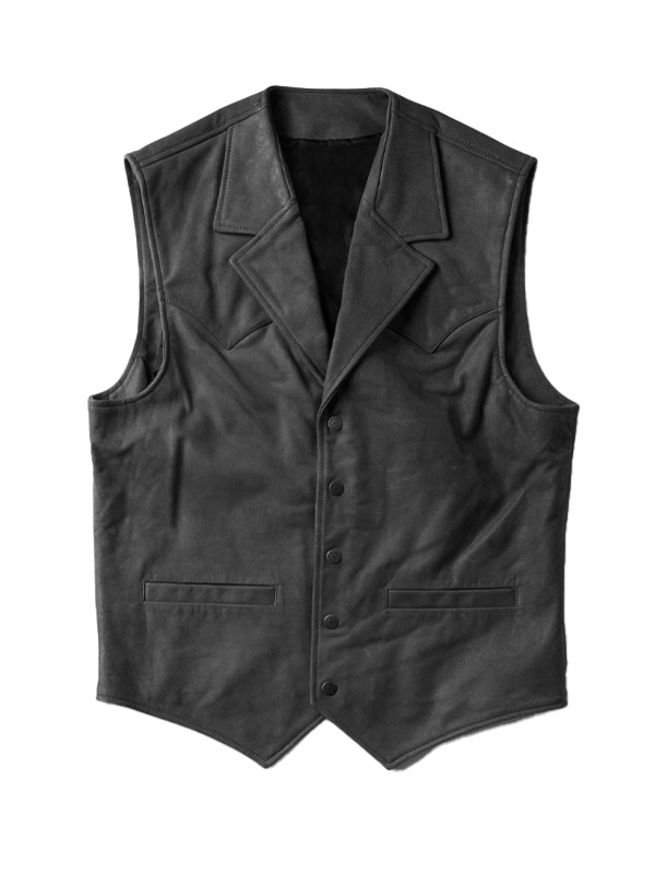 Men’s Cowboy Biker Club Black Leather Vest