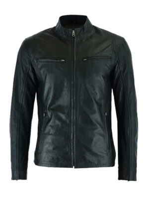 Men’s Hooper Style Motorbike Black Leather Jacket