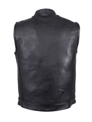 mens-plain-black-biker-sheepskin-leather-vest-1