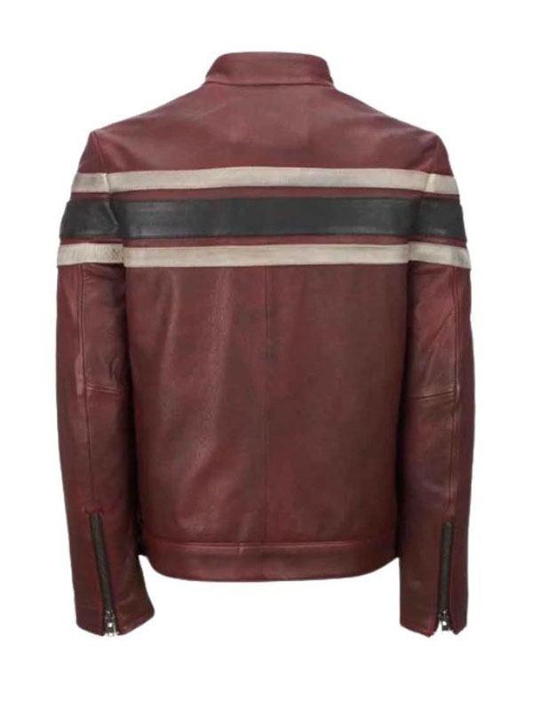Men’s Red Waxed Retro Vintage Leather Jacket