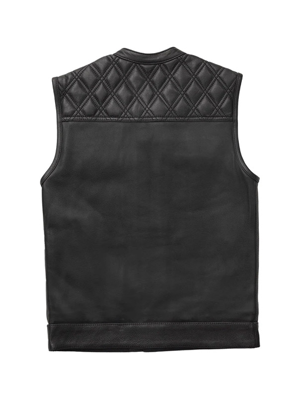 Men's Ranger Biker Club Style Black Leather Vest