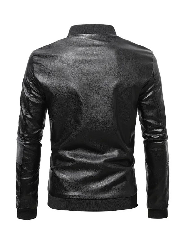 Men’s Slimfit Stand Collar Motorcycle Biker Jacket