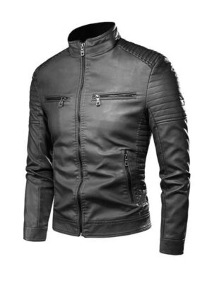 Men’s Vintage Black Motor Biker Leather Jacket