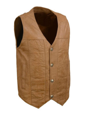 Men's Waist Coat Style Motor Biker Leather Vest