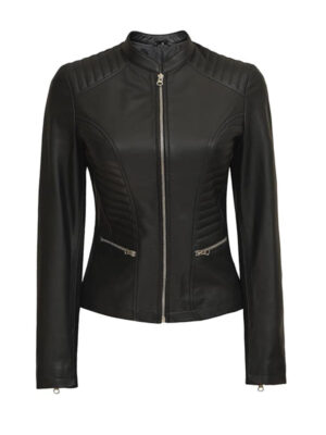 Rachel Women's Slimfit Black Moto Leather Jacket