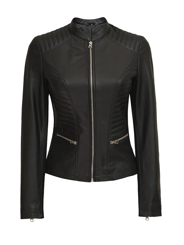 Rachel Women's Slimfit Black Moto Leather Jacket
