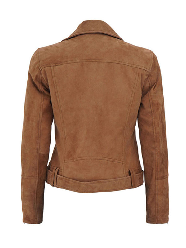 Women's Slimfit Tan Brown Suede Leather Jacket