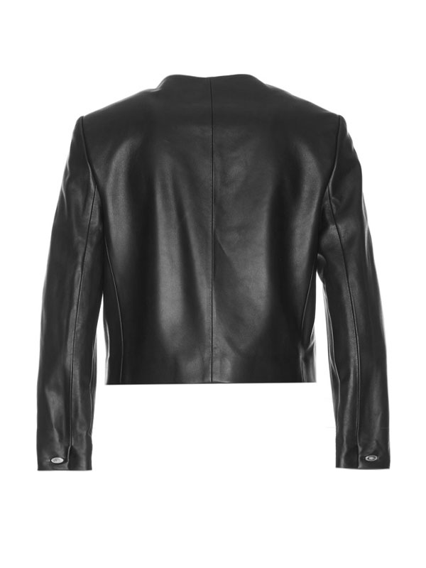 Women's Cropped Short Body Black Leather Jacket