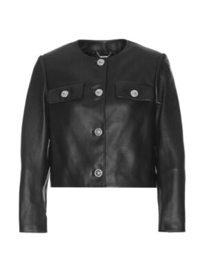 Women's Cropped Short Body Black Leather Jacket