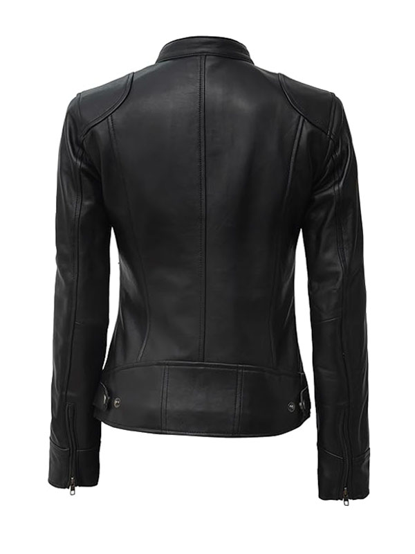 Women's Dodge Petite Black Leather Jacket