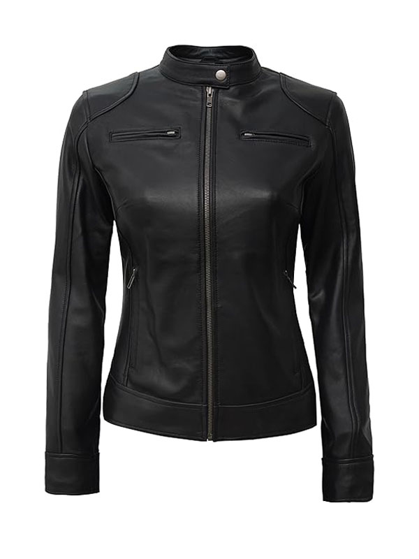 Women's Dodge Petite Black Leather Jacket