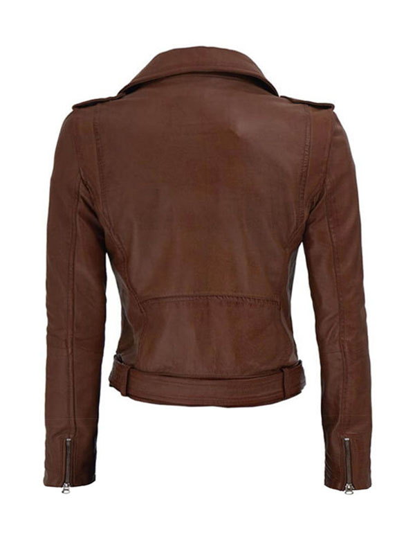 Women's Slimfit Biker Dark Brown Leather Jacket