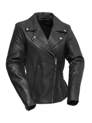 Women's Stylish Black Biker Sheepskin Leather Jacket
