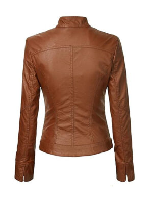 womens-stylish-slim-fit-motorcycle-tan-brown-leather-jacket-1