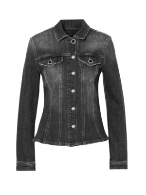 Women's Trucker Style Black Distressed Denim Jacket