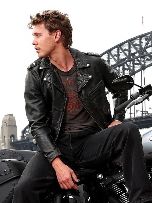 Austin Butler The Bikeriders Black Leather Jacket