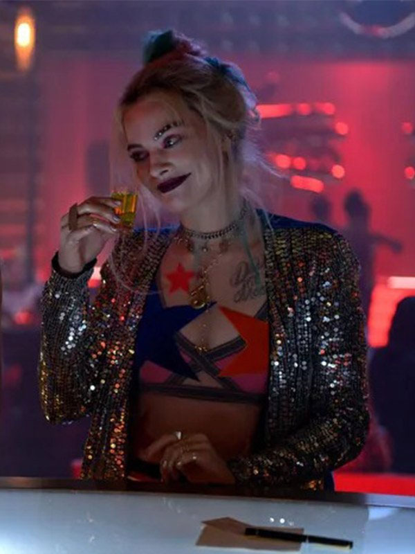 Birds Of Prey Margot Robbie Long Trench Sequin Coat