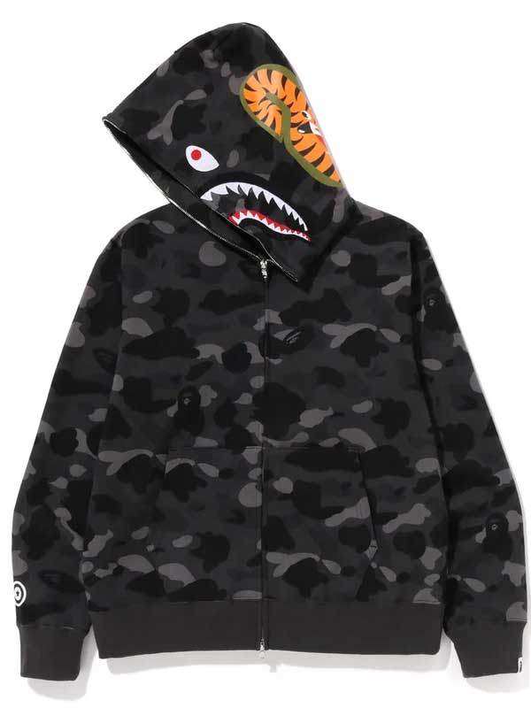 Grey Camo Shark Full Zip BAPE Hoodie