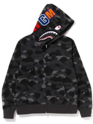Grey Camo Shark Full Zip BAPE Hoodie
