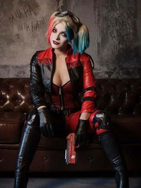 Injustice 2 Harley Quinn Red & Black Leather Jacket