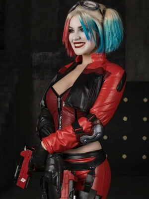 Injustice 2 Harley Quinn Red & Black Leather Jacket
