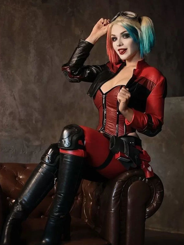 Injustice 2 Harley Quinn Red & Black Leather Jacket