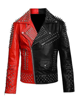 Men's Rock Punk Spiked Brando Studded Leather Jacket