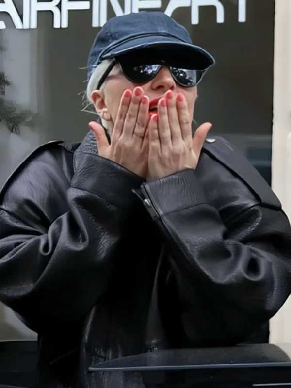 Paris Olympic 2024 Lady Gaga Black Leather Jacket