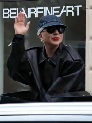Paris Olympic 2024 Lady Gaga Black Leather Jacket