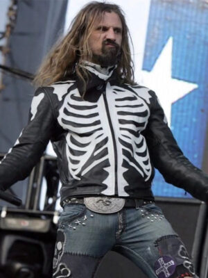Skeleton Bones Skull Sketch Rob Zombie Leather Jacket