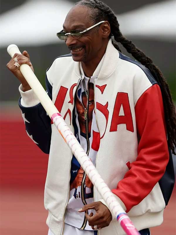 Snoop Dogg 2024 Olympic USA Bomber Leather Jacket