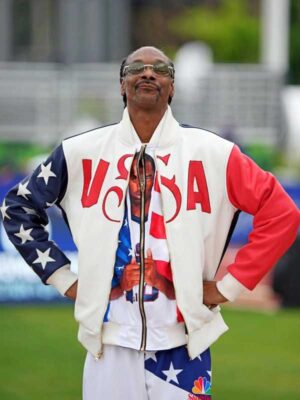 Snoop Dogg 2024 Olympic USA Bomber Leather Jacket