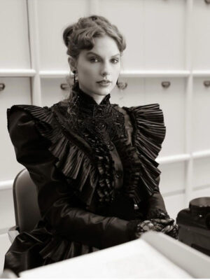 Taylor Swift Fortnight Music Video Black Ruffle Jacket