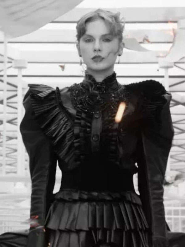 Taylor Swift Fortnight Music Video Black Ruffle Jacket