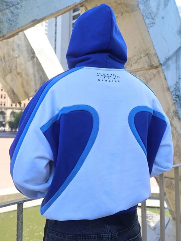 Unisex Berlinc Blues Crop Pullover Fleece Hoodie