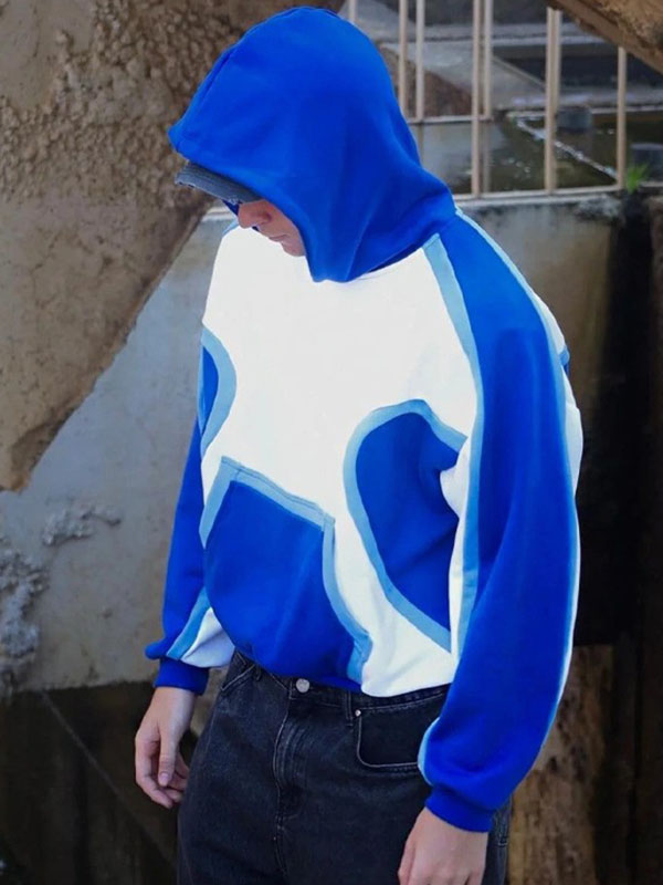 Unisex Berlinc Blues Crop Pullover Fleece Hoodie