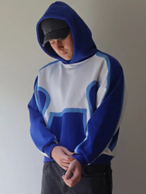 Unisex Berlinc Blues Crop Pullover Fleece Hoodie