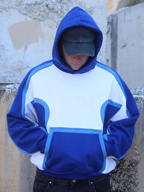 Unisex Berlinc Blues Crop Pullover Fleece Hoodie