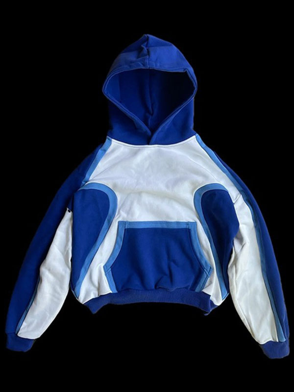 Unisex Berlinc Blues Crop Pullover Fleece Hoodie